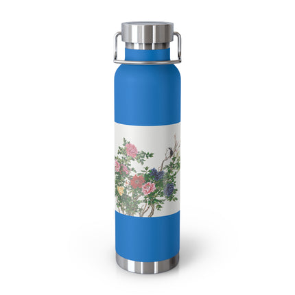 Peonies and Birds by Okamoto Shuki Copper Vacuum Insulated Bottle, 22oz