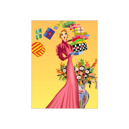 Elegant Holiday Woman with Gifts Ceramic Tile