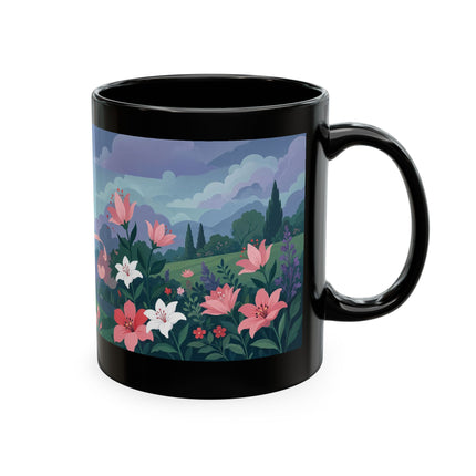 🌹💌 The Lady Blowing Kisses In The Rose Garden Ceramic Mug – Art Deco Floral Romance