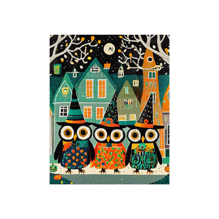 Night of the Trick-or-Treating Owlets Fine Art Posters