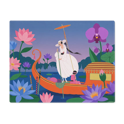 🪷🛶 The Lady Of The Lotus Lake Placemat – Art Deco Garden Voyage