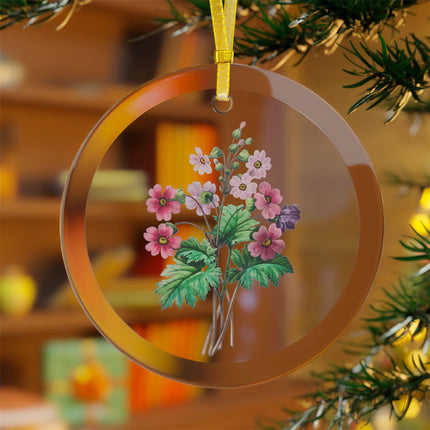 Chinese Primrose botanical illustration by Pierre-Joseph Redouté Glass Ornament