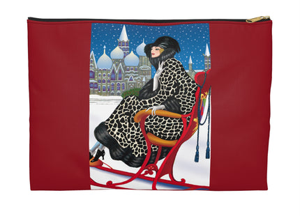 Elegant Winter Woman in Sleigh Accessory Pouch