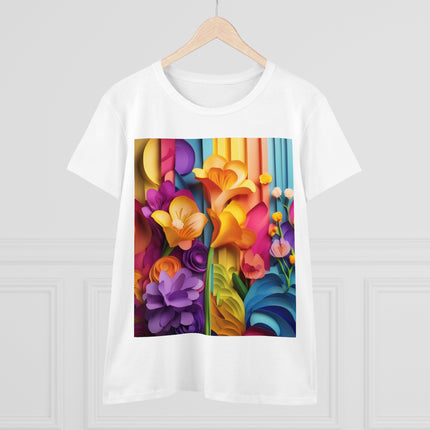 The Graceful Freesia Women's Midweight Cotton Tee