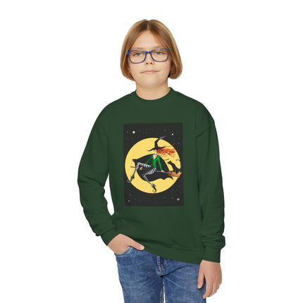 A Witch’s Moonlit Flight Youth Crewneck Sweatshirt