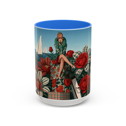 ⛵🌹 The Seaside Rose Traveler Colorful Mug – Art Deco Floral Elegance
