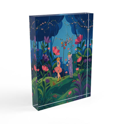 🦋🌷 The Secret Flower Forest Acrylic Art Block – Art Deco Botanical Whimsy