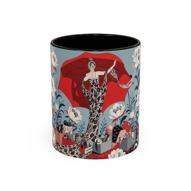 ❤️🌺 The Scarlet Parasol Spectacle Colorful Mug – Art Deco Fashion Elegance