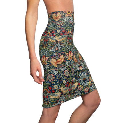 Strawberry Thief by William Morris Women's Pencil Skirt (AOP)