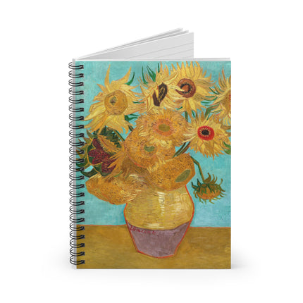 Vase with Twelve Sunflowers by Vincent Van Gogh Spiral Notebook - Ruled Line