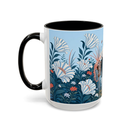 🎨💙 The Enchanted Garden Artist Colorful Mug – Art Deco Floral Whimsy