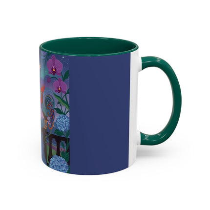 The Lady And The Morning Song Colorful Mugs – Art Deco Botanical Elegance