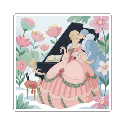 🎹💕 The Christmas Serenade Kiss-Cut Sticker – Art Deco Holiday Romance