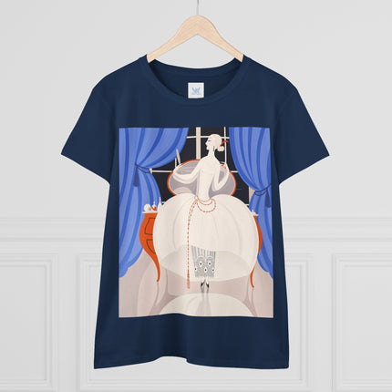 🦢💎 The Ivory Midnight Muse Cotton Tee – Art Deco Fashion Elegance