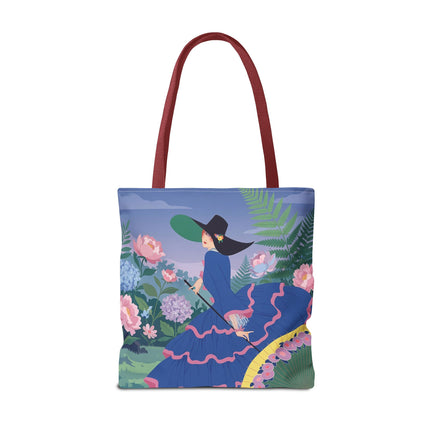 🌸💙 The Lady Of The Blue Garden Promenade Tote Bag – Art Deco Floral Fashion