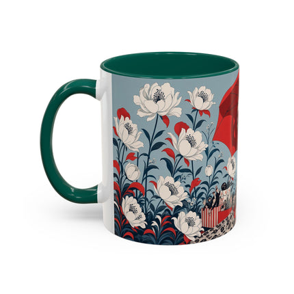 ❤️🌺 The Scarlet Parasol Spectacle Colorful Mug – Art Deco Fashion Elegance