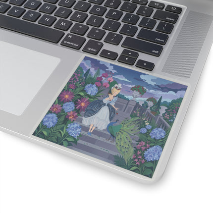 🦚🌸 The Peacock Garden Terrace Kiss-Cut Stickers – Art Deco Floral Elegance