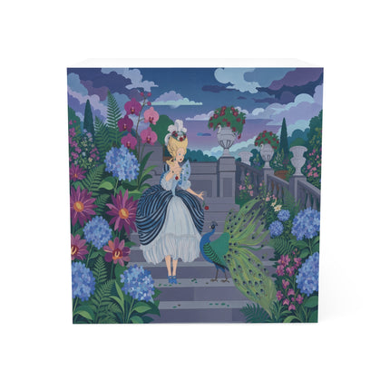 🦚🌸 The Peacock Garden Terrace Note Cube – Art Deco Floral Elegance