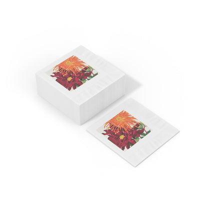 Dahlia Flower by Tanigami Kônan White Coined Napkins