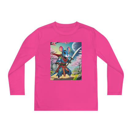 Cyber Samurai Rat Youth Long Sleeve Competitor Tee – Neon Warriors & Futuristic Adventure