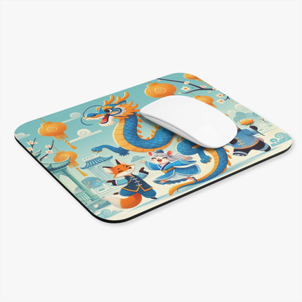 The Blue & Gold Dragon Festival Parade Mouse Pad – Joyful Celebration & Cultural Magic