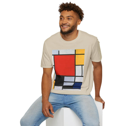 Composition with Red, Yellow, Blue, and Black Softstyle T-Shirt