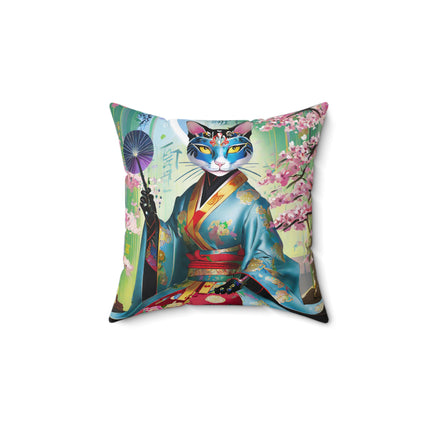 Cyberpunk Geisha Spun Polyester Square Pillow