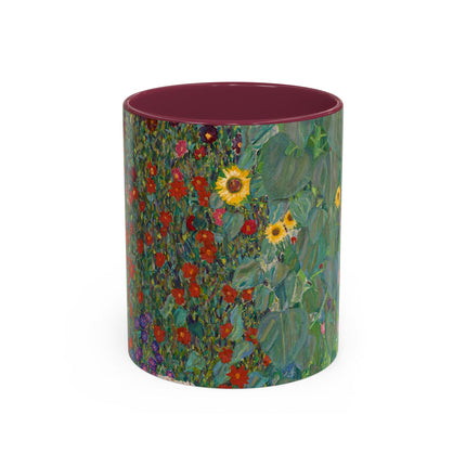 Farm Garden with Sunflowers by Gustav Klimt Colorful Mugs (11oz, 15oz)