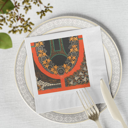 La décoration moderne dans le textile Pl. 6 by Gaston Charlet White Coined Napkins