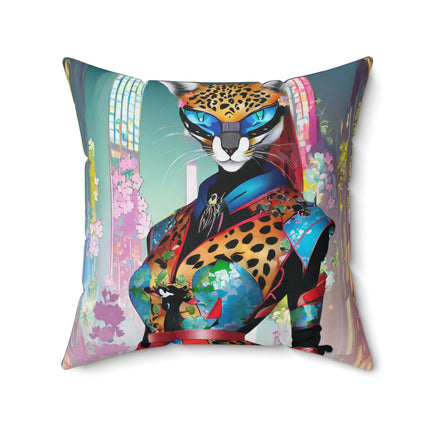 Cyber Cat Glamour Spun Polyester Square Pillow