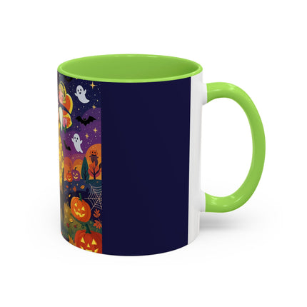 🎃🐈‍⬛ The Pumpkin Moon Embrace Colorful Mug – Whimsical Halloween Charm