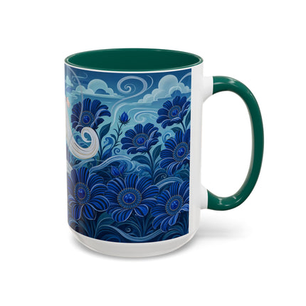 💙🌸 The Sapphire Wind Dancer Colorful Mug – Art Deco Floral Fantasy