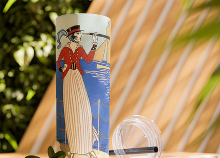 Costume de Yacht by George Barbier Skinny Tumbler with Straw, 20oz
