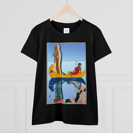 Le long du Missouri (Indian couple in a canoe on the Missouri River) by George Barbier Women's Midweight Cotton Tee