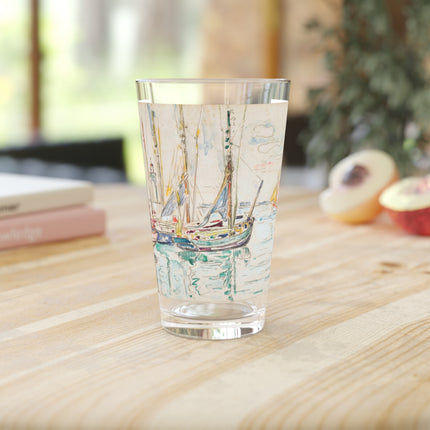 Sailboats in Quiet Harbor Glass, 16oz