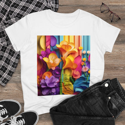 The Graceful Freesia Women's Midweight Cotton Tee