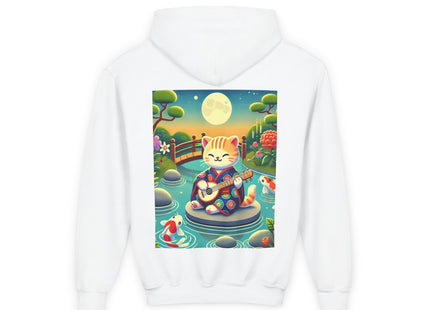 Melodic Kitten by the Koi Pond Youth Heavy Blend Hooded Sweatshirt
