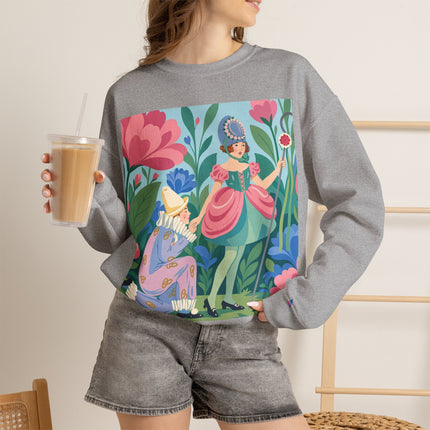 🌸🎭 The Garden Masquerade Crewneck Sweatshirt – Art Deco Floral Whimsy