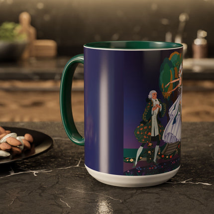 Moonlit Garden Waltz Colorful Mug (11oz, 15oz) – Rococo Romance, Garden Elegance & Enchanted Dance