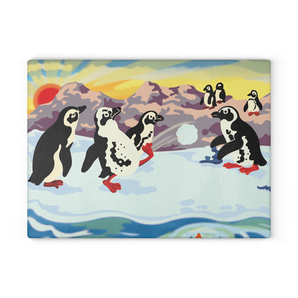 Snowball Shenanigans Glass Cutting Board