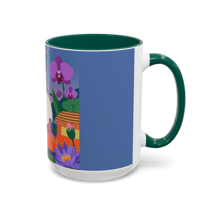 The Lady Of The Lotus Voyage Colorful Mugs – Art Deco Botanical Elegance