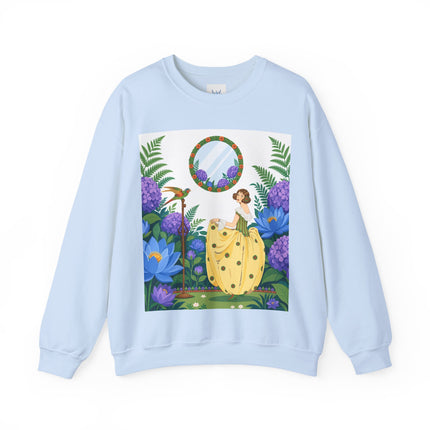 🦜🪷 The Parrot Garden Reflection Crewneck Sweatshirt – Art Deco Fashion Whimsy