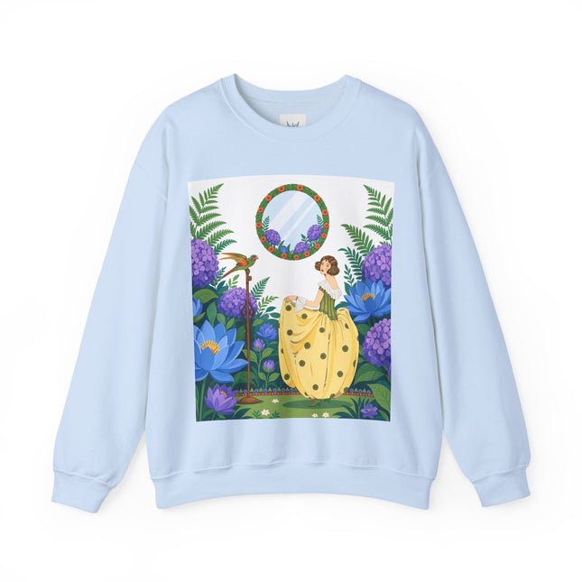 🦜🪷 The Parrot Garden Reflection Crewneck Sweatshirt – Art Deco Fashion Whimsy