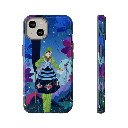 🌸🐦 The Lady Of The Midnight Bird Garden Phone Case – Art Deco Floral Fantasy