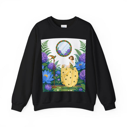 🦜🪷 The Parrot Garden Reflection Crewneck Sweatshirt – Art Deco Fashion Whimsy
