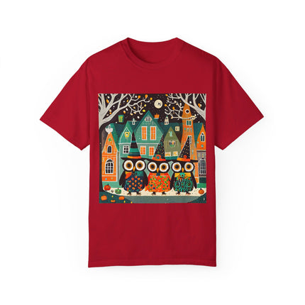 Night of the Trick-or-Treating Owlets Unisex Garment-Dyed T-shirt