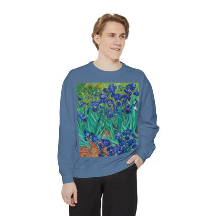 Irises by Vincent Van Gogh Unisex Garment-Dyed Sweatshirt