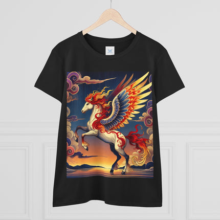 Flame-Winged Horse at Sunset Cotton Tee