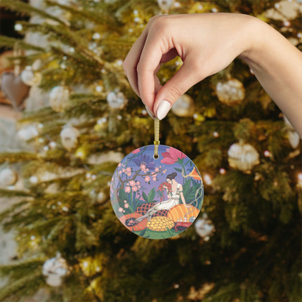 🌸✨ The Garden Of Quiet Reverie Glass Ornament – Art Deco Botanical Serenity