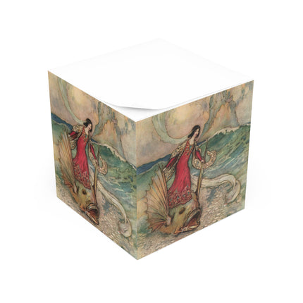 Rita Rides on the Dolphin by Warwick Goble Note Cube